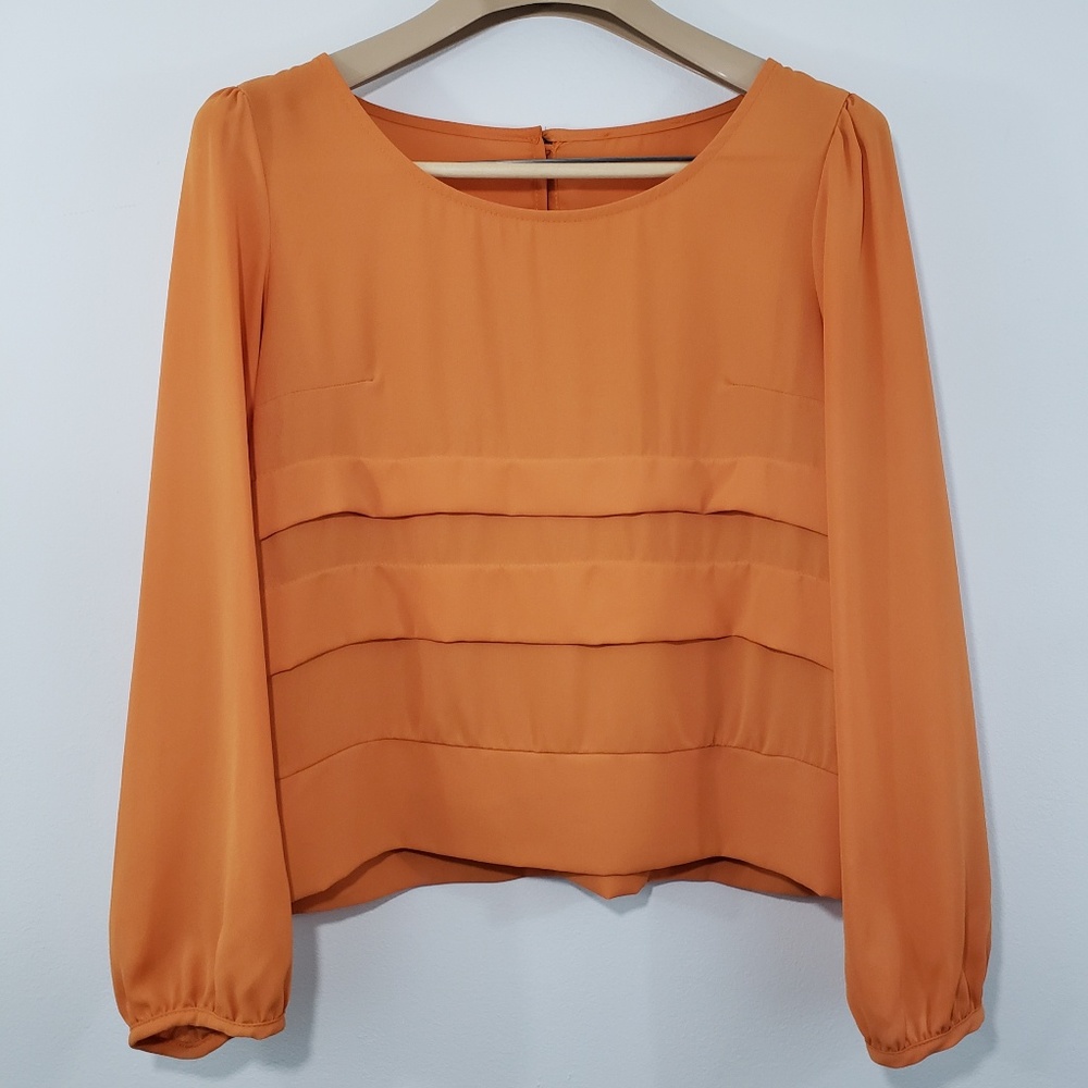 Orange Blouse Layered Ruffles Large